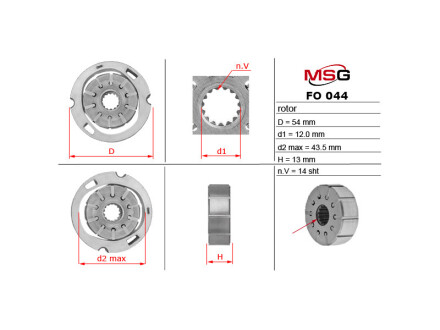 Ротор, статор та пластини насоса ГУР Alfa Romeo 159, Alfa Romeo Brera, Alfa Romeo Spider MSG fo044rotor