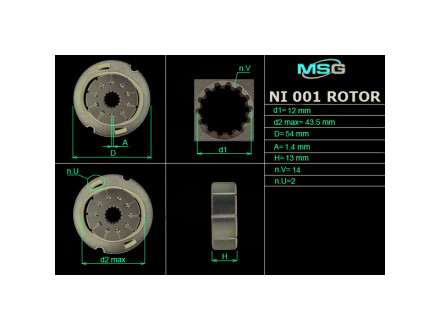 Ротор, статор та пластини насоса ГУР Alfa Romeo 159, Alfa Romeo Brera, Alfa Romeo Spider Citroen Berlingo, Peugeot Partner MSG ni001rotor