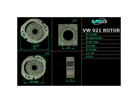 Ротор, статор та пластини насоса ГУР Audi A4, Audi Q7, Citroen Jumper MSG vw021rotor