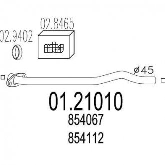 Купить Промежуточная труба выхл. системы Opel Kadett MTS 01.21010 (фото1) подбор по VIN коду, цена 1346 грн.