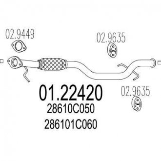 Купить Промежуточная труба выхл. системы Hyundai Getz MTS 01.22420 (фото1) подбор по VIN коду, цена 2502 грн.