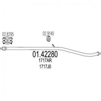 Купить Промежуточная труба выхл. системы Peugeot 206 MTS 01.42280 (фото1) подбор по VIN коду, цена 2097 грн.