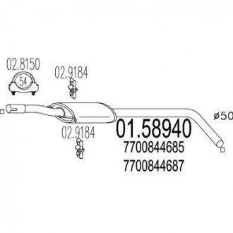 Резонатор Renault Megane, Scenic MTS 01.58940