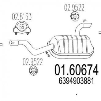 Купить Глушитель Mercedes Vito MTS 01.60674 (фото1) подбор по VIN коду, цена 6334 грн.
