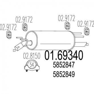 Купить Глушитель Opel Omega MTS 01.69340 (фото1) подбор по VIN коду, цена 3814 грн.