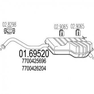 Купить Глушитель Renault Laguna MTS 01.69520 (фото1) подбор по VIN коду, цена 4566 грн.