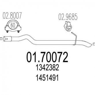 Купити Труба глушника Ford Connect, Transit MTS 01.70072 (фото1) підбір по VIN коду, ціна 1872 грн.