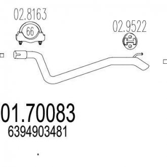 Задняя труба выхлопной системы Mercedes Vito MTS 01.70083 (фото1)