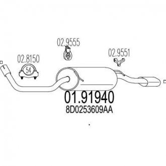 Купить Глушитель Audi A4 MTS 01.91940 (фото1) подбор по VIN коду, цена 4752 грн.