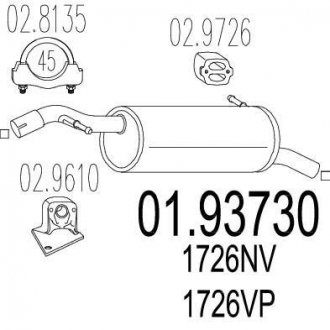 Купить Глушитель Citroen C3, C2 MTS 01.93730 (фото1) подбор по VIN коду, цена 2768 грн.