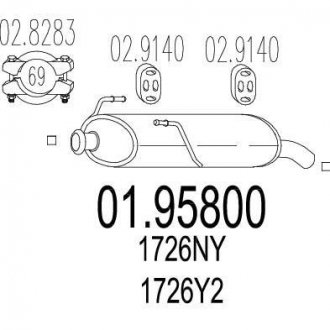 Купить Глушитель Peugeot 206 MTS 01.95800 (фото1) подбор по VIN коду, цена 3184 грн.