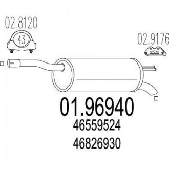 Купить Глушитель Fiat Doblo MTS 01.96940 (фото1) подбор по VIN коду, цена 2531 грн.