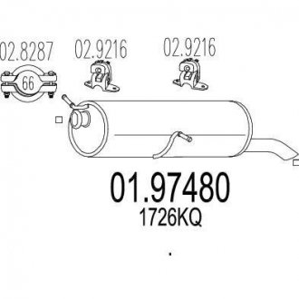 Купить Глушитель Peugeot 307 MTS 01.97480 (фото1) подбор по VIN коду, цена 3576 грн.