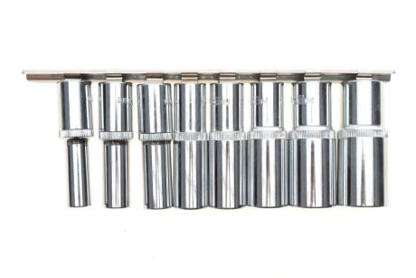 Набір головок SPLINE 1/2" 10-24 мм 8 од. Long 77 мм на планці (мультипрофіль, хромовані) NEO TOOLS 08-650