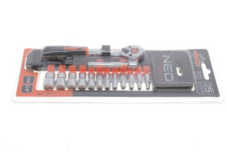 Набір торцевих головок з тріскачкою 1/4" 14 од. (хромовані) NEO TOOLS 10-000
