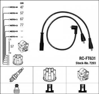 Купити Комплект високовольтних проводів Fiat Croma NGK 7203 (фото1) підбір по VIN коду, ціна 609 грн.