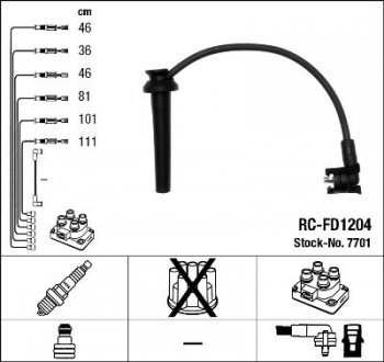 Купить Комплект проводов зажигания Ford Mondeo NGK 7701 (фото1) подбор по VIN коду, цена 1767 грн.