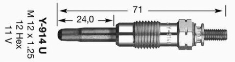 СВІЧКА РОЗЖАРЮВАННЯ BMW E30, E36, E12, E28, E34, Mercedes W124, S124, Opel Kadett, Ford Sierra, Mercedes G-Class, Ford Scorpio, Mercedes T1/T2 NGK y-914U