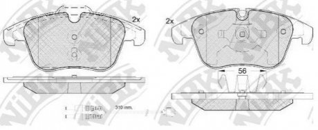 Колодки передние с датчиком Jaguar, Land Rover, Volvo, Ford, PSA Jaguar XF, XJ, XK NiBK pn0462w