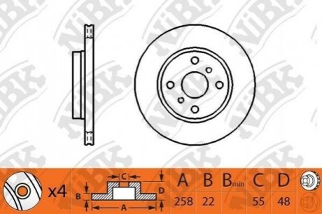 Диск тормозной передний 258мм Toyota Corolla NiBK rn1245