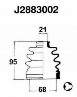 Пильовик приводу колеса Mitsubishi Colt, Mazda 323, Xedos 6, Hyundai Accent, Pony, KIA Shuma, Mitsubishi Lancer NIPPARTS j2883002