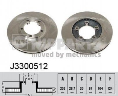 Купить Тормозные диски Hyundai H100 NIPPARTS j3300512 (фото1) подбор по VIN коду, цена 1042 грн.