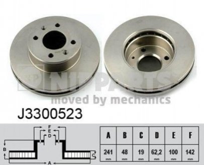 Гальмівний диск Hyundai Coupe, Getz, Tucson, KIA Sportage, Hyundai Sonata, KIA Carens NIPPARTS j3300523