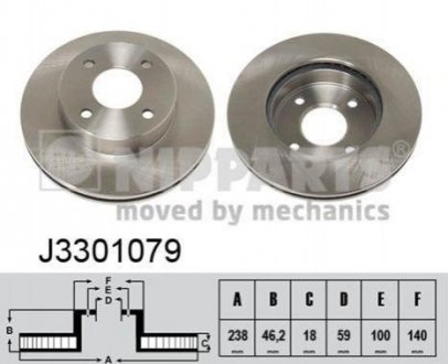 Тормозные диски Nissan Micra NIPPARTS j3301079