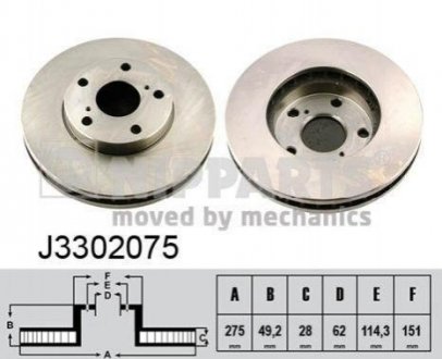 Купити Гальмівний диск Toyota Camry, Lexus ES, Toyota Previa, Avensis NIPPARTS j3302075 (фото1) підбір по VIN коду, ціна 1388 грн.