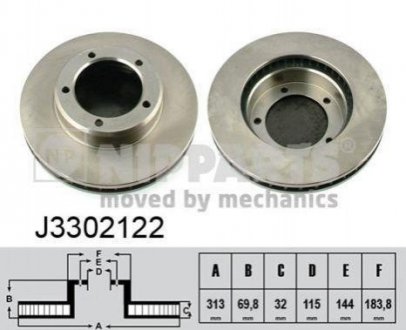 Купити ДИСК ГАЛЬМIВНИЙ ПЕРЕДНIЙ D=313mm LC100 Toyota Land Cruiser, Lexus LX NIPPARTS j3302122 (фото1) підбір по VIN коду, ціна 1672 грн.