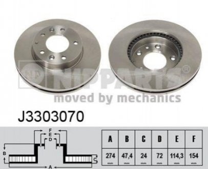 Тормозные диски Mazda 323, 626, 6 NIPPARTS j3303070