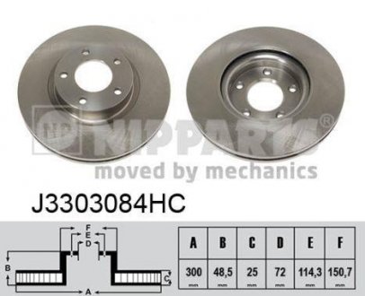 Купити Гальмівний диск NIPPARTS j3303084HC (фото1) підбір по VIN коду, ціна 3298 грн.