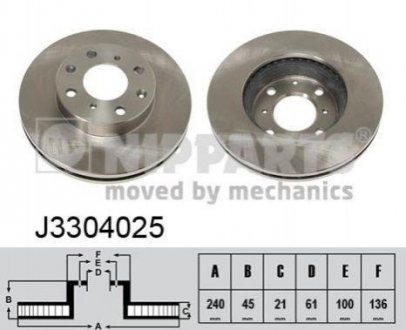 Купить Тормозной диск Honda Civic NIPPARTS j3304025 (фото1) подбор по VIN коду, цена 1167 грн.