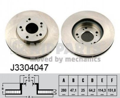 Купить Тормозной диск Honda Civic, Accord NIPPARTS j3304047 (фото1) подбор по VIN коду, цена 1818 грн.