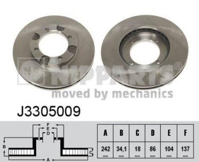 Тормозной диск Mitsubishi Colt, Lancer, Galant NIPPARTS j3305009