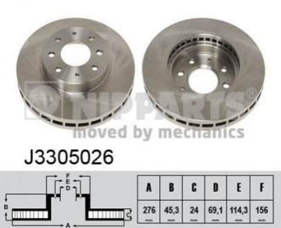 Тормозные диски Mitsubishi Galant, Lancer NIPPARTS j3305026