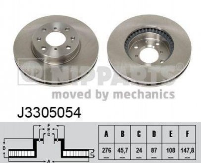 Купити Гальмівний диск Mitsubishi Pajero, L200 NIPPARTS j3305054 (фото1) підбір по VIN коду, ціна 1601 грн.