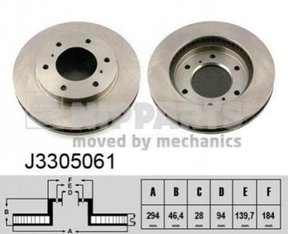 Купить Тормозные диски Mitsubishi L200, Pajero NIPPARTS j3305061 (фото1) подбор по VIN коду, цена 1607 грн.