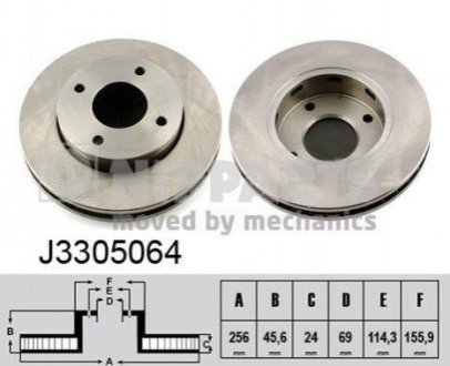 Купить Тормозной диск Mitsubishi Colt, Smart Forfour NIPPARTS j3305064 (фото1) подбор по VIN коду, цена 1513 грн.