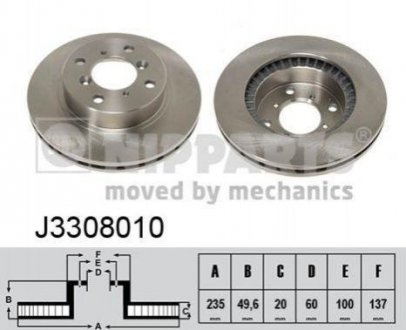 Гальмівний диск NIPPARTS j3308010