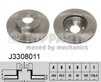 Купить Тормозной диск Suzuki Liana NIPPARTS j3308011 (фото1) подбор по VIN коду, цена 1783 грн.