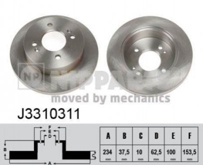 Тормозные диски KIA Picanto, Hyundai I10, I20 NIPPARTS j3310311