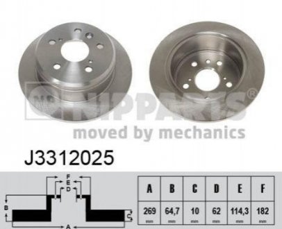 Купить Тормозные диски Toyota Camry NIPPARTS j3312025 (фото1) подбор по VIN коду, цена 761 грн.