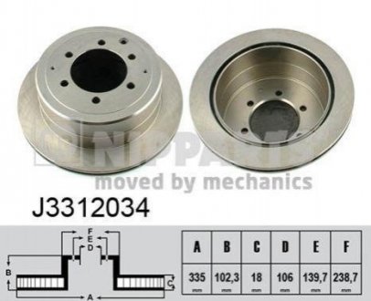 Гальмівний диск Toyota Land Cruiser NIPPARTS j3312034