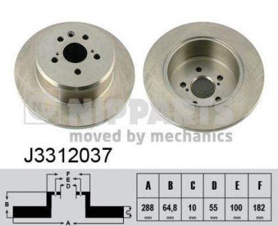 Тормозные диски Toyota Avensis NIPPARTS j3312037