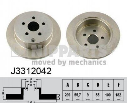 Гальмівний диск Toyota Celica, Prius NIPPARTS j3312042