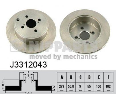 Тормозной диск Mercedes W116, W126, Alfa Romeo 145, Toyota Corolla NIPPARTS j3312043