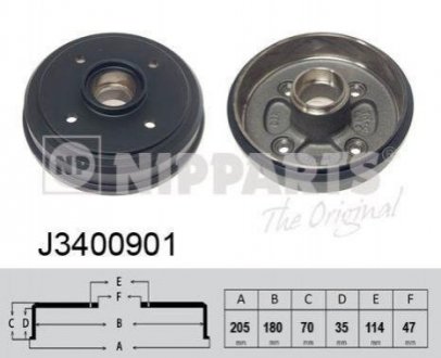 Купить Тормозные барабаны Daewoo Matiz NIPPARTS j3400901 (фото1) подбор по VIN коду, цена 935 грн.