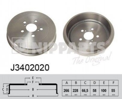 Купить Тормозные барабаны Toyota Avensis NIPPARTS j3402020 (фото1) подбор по VIN коду, цена 1251 грн.