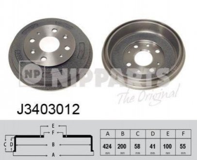 Купить Тормозные барабаны Mazda 323 NIPPARTS j3403012 (фото1) подбор по VIN коду, цена 743 грн.